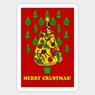 Merry Crustmas Pizza Christmas Tree Magnet